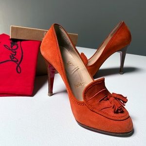 CHRISTIAN LOUBOUTIN Orange Suede Pumps (Size 6)